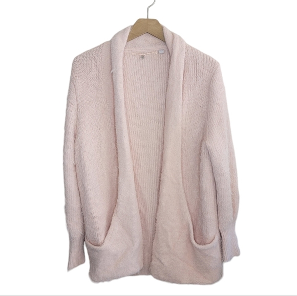 Anthropologie Knitted & Knotted | Pale Pink Open Front Eyelash Cardigan Size XS - Picture 1 of 9